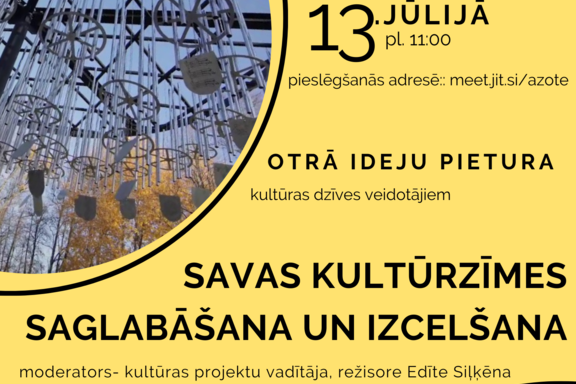 Aicinām uz kultūras darbinieku un aktīvistu otro tiešsaistes Ideju pieturu